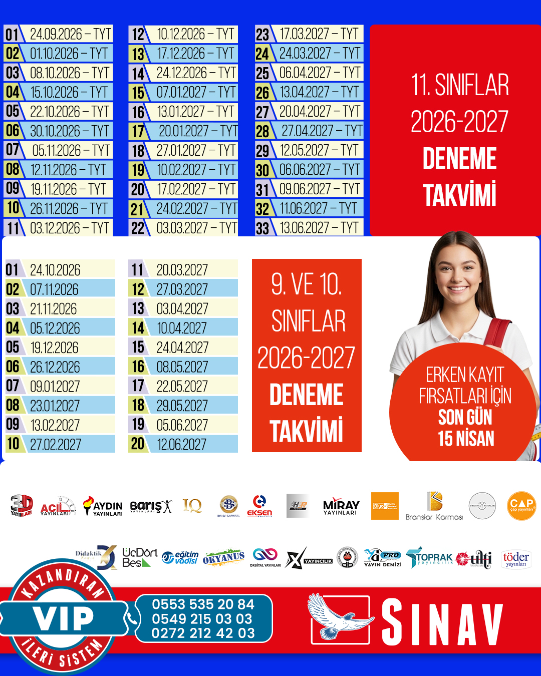 sınav deneme takvimi