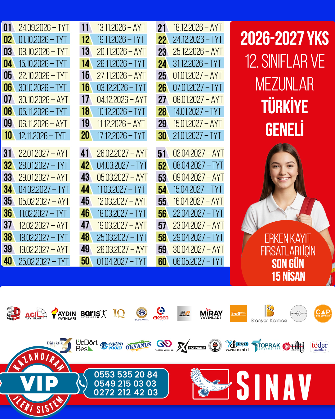 sınav deneme takvimi