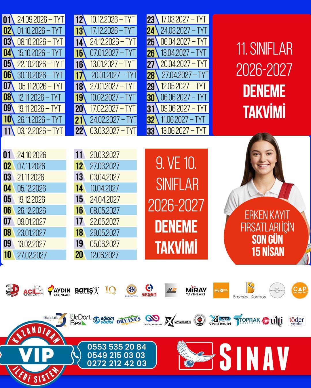 sınav deneme takvimi