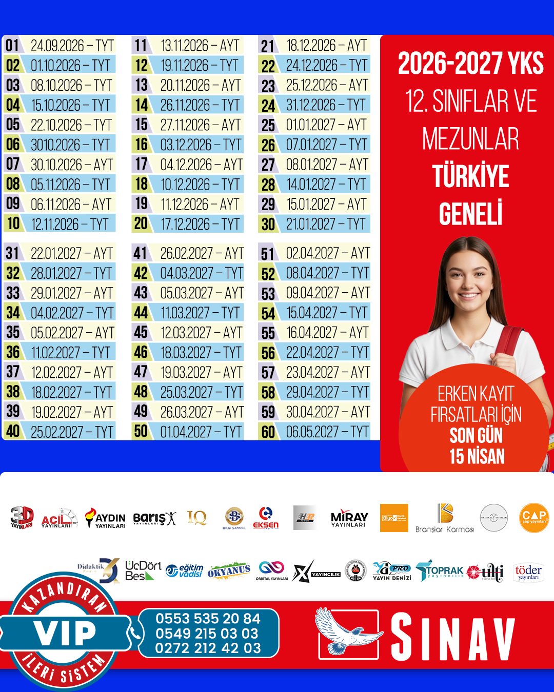 tyt 12. sınıflar sınav takvimi final